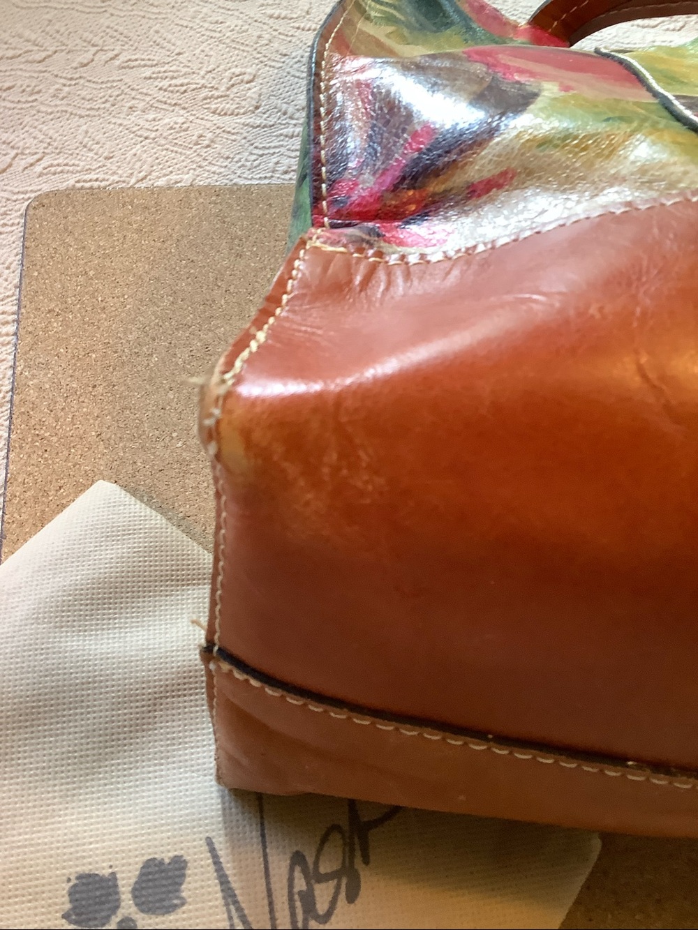 Patricia Nash Floral Leather Tote Shoulder Bag - Picture 7 of 16